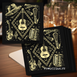 Sous-verres artistiques en acrylique rigide "Black devices music"