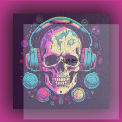 Sous-verres artistiques en acrylique rigide "Dj bass skull"