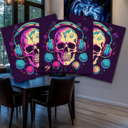 Sous-verres artistiques en acrylique rigide "Dj bass skull"