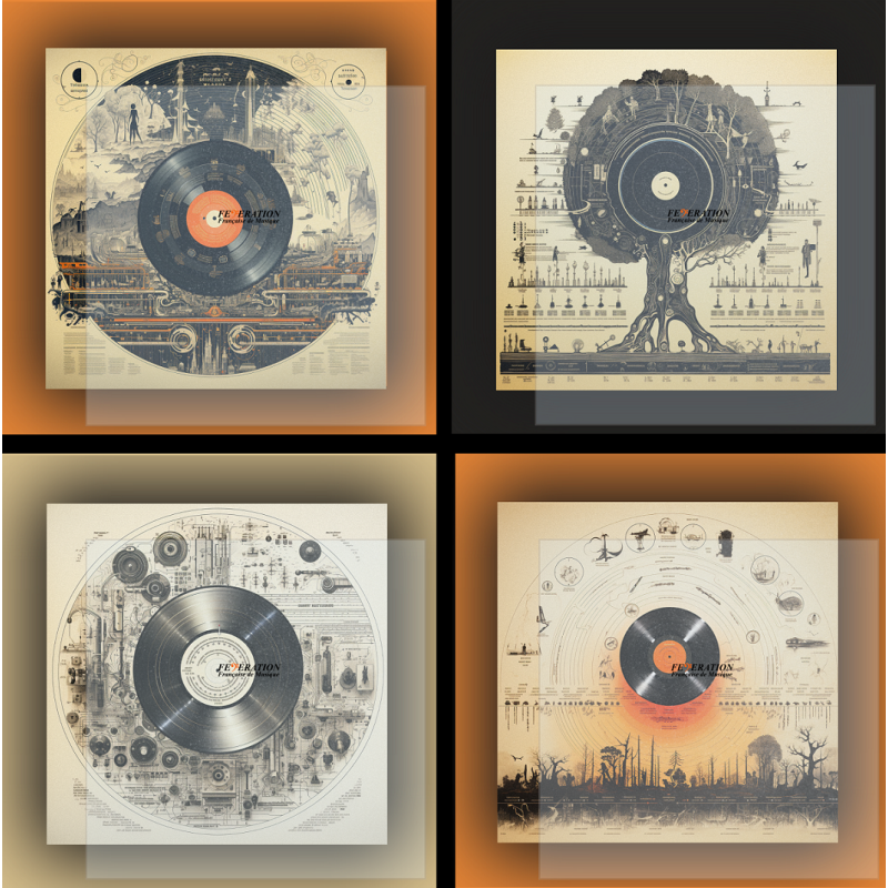 Artistic coasters in rigid acrylic "Vinyl Collection: Temps des Vinyles"