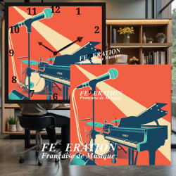 Horloge analogique "Piano Drums"