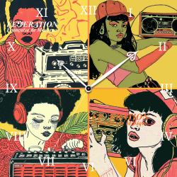 Horloge analogique "Yellow Boombox Collection : Yellow Women"