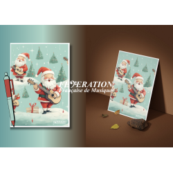 Artistic Postcard, Greeting Card Musical Theme "Claus and Rock"