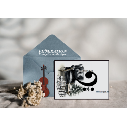 Artistic Postcard, Greeting Card Musical Theme "Clef de Fa Noël"