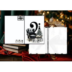 Artistic Postcard, Greeting Card Musical Theme "Clef de Fa Noël"