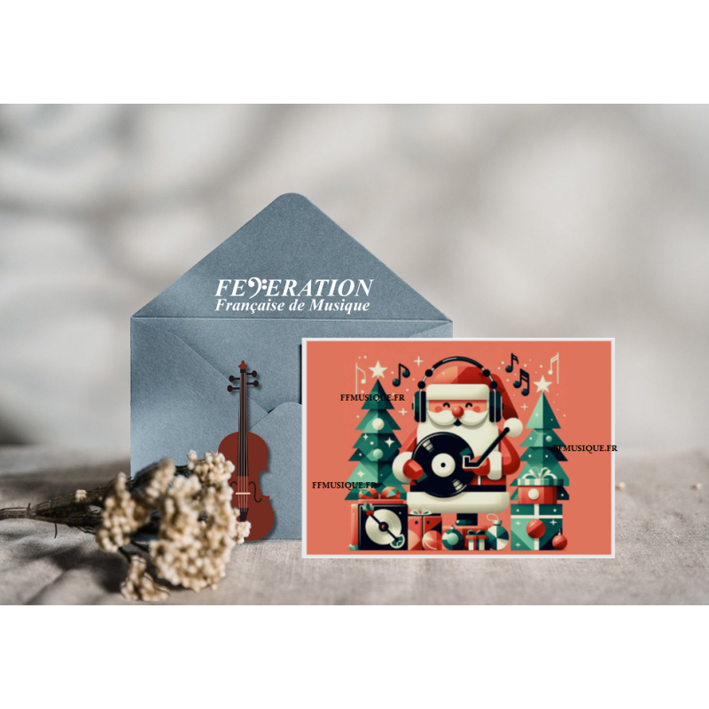 Artistic Postcard, Greeting Card Musical Theme "Dj Santa"