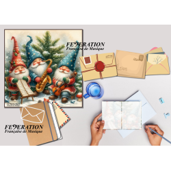 Artistic Postcard, Greeting Card Musical Theme "Gnomes Partition"