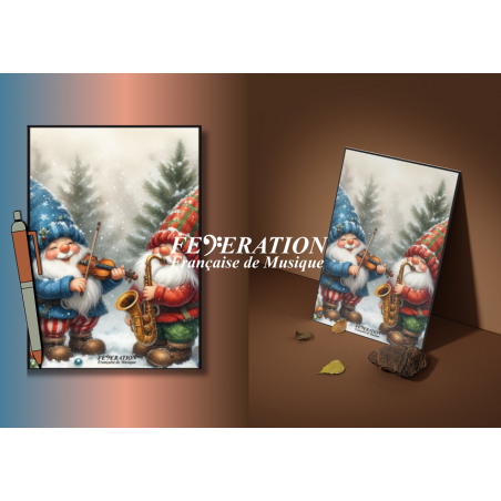 Artistic Postcard, Greeting Card Musical Theme "Gnomes Partition"