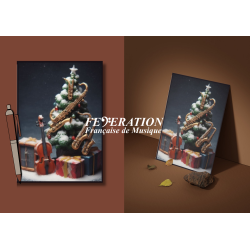 Artistic Postcard, Greeting Card Musical Theme "Christmas Tree"