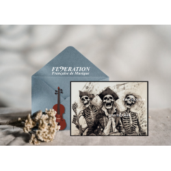 Artistic Postcard, Greeting Card Musical Theme "Pirate Skeletons"